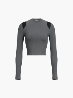 Outlet Shoulder Contrast Long Sleeve Shirt Sweater Tops|T-shirts
