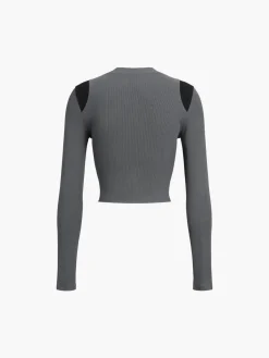 Outlet Shoulder Contrast Long Sleeve Shirt Sweater Tops|T-shirts