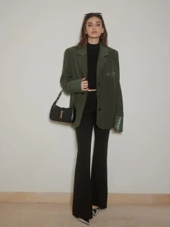 Discount Shoulder Pads Corduroy Panel Blazer Outerwear|Blazers