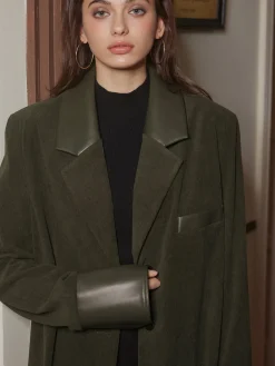 Discount Shoulder Pads Corduroy Panel Blazer Outerwear|Blazers