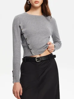 Best Side Breasted Crop Sweater Sweater Tops|Sweaters & Cardigans