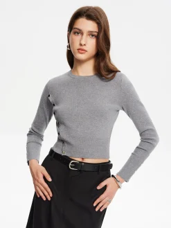 Best Side Breasted Crop Sweater Sweater Tops|Sweaters & Cardigans