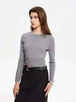 Best Side Breasted Crop Sweater Sweater Tops|Sweaters & Cardigans