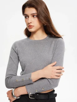 Best Side Breasted Crop Sweater Sweater Tops|Sweaters & Cardigans