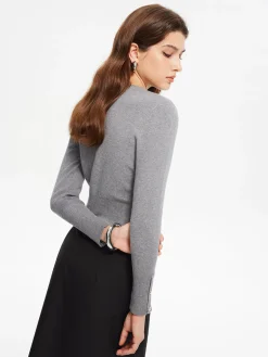 Best Side Breasted Crop Sweater Sweater Tops|Sweaters & Cardigans