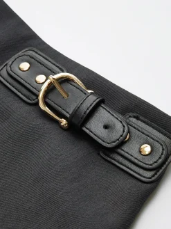 Sale Side Pleated Buckle Belted Skirt Skirts|Bottoms