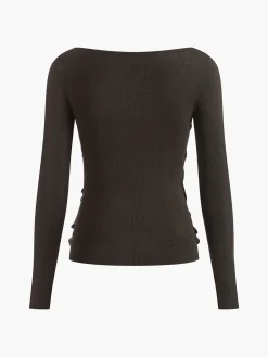 Online Side Pleated Slim Knit Top Sweater Tops|Sweaters & Cardigans