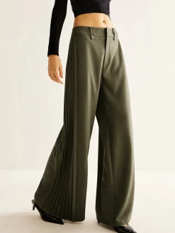 Hot Side Pleated Wide-Leg Pants Pants|Bottoms