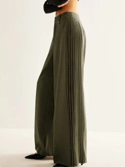 Hot Side Pleated Wide-Leg Pants Pants|Bottoms