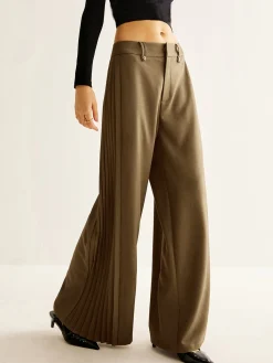 Hot Side Pleated Wide-Leg Pants Pants|Bottoms