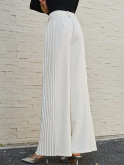 Hot Side Pleated Wide-Leg Pants Pants|Bottoms