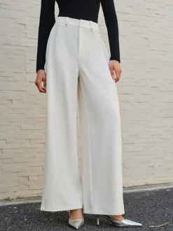 Hot Side Pleated Wide-Leg Pants Pants|Bottoms