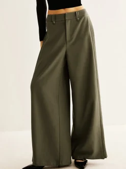 Hot Side Pleated Wide-Leg Pants Pants|Bottoms