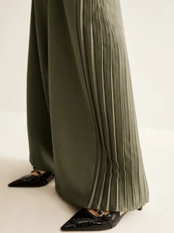 Hot Side Pleated Wide-Leg Pants Pants|Bottoms