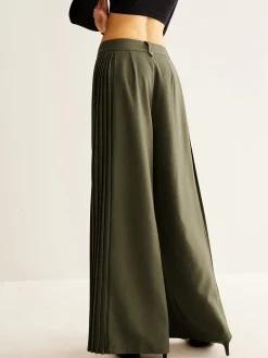 Hot Side Pleated Wide-Leg Pants Pants|Bottoms