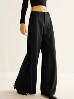 Hot Side Pleated Wide-Leg Pants Pants|Bottoms