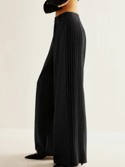 Hot Side Pleated Wide-Leg Pants Pants|Bottoms