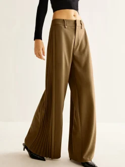 Hot Side Pleated Wide-Leg Pants Pants|Bottoms