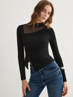 New Side Split Jersey Top T-shirts|Tops