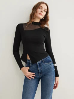 New Side Split Jersey Top T-shirts|Tops