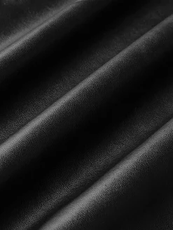 Discount Side Split PU Leather Cami Dress Black Dresses|Casual Dresses