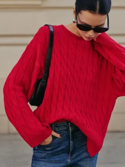 Best Side Split Twist Sweater Sweater Tops|Sweaters & Cardigans