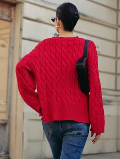 Best Side Split Twist Sweater Sweater Tops|Sweaters & Cardigans