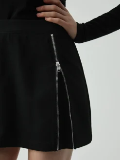 Side Zipper Detail Mini Skirt Skirts|Bottoms