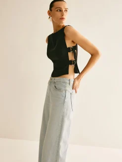 Hot Side-Buckle Sexy Crop Tank Top Crop Tops|Tank Tops & Camis