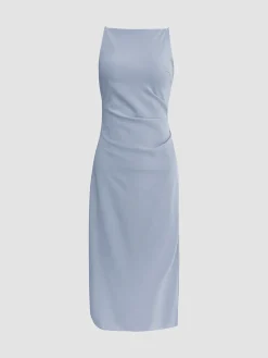 Best Silent Sea Boat Neck Midi Dress Summer Dresses|Midi Dresses
