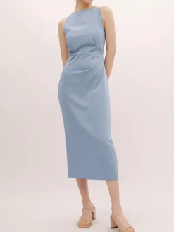 Best Silent Sea Boat Neck Midi Dress Summer Dresses|Midi Dresses