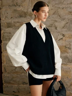 Clearance Single Piece Plain Sweater Vest Sweater Vests|Sweaters & Cardigans