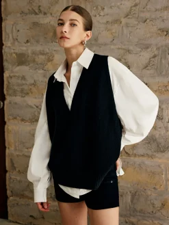 Clearance Single Piece Plain Sweater Vest Sweater Vests|Sweaters & Cardigans