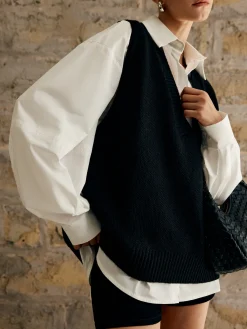 Clearance Single Piece Plain Sweater Vest Sweater Vests|Sweaters & Cardigans