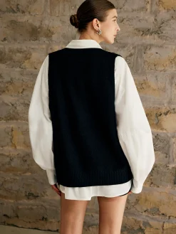 Clearance Single Piece Plain Sweater Vest Sweater Vests|Sweaters & Cardigans