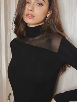 Sale Skinny Sheer Panel T-Shirt T-shirts|Tops
