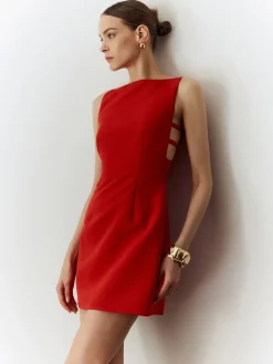 Discount Sleeveless Cutout Solid Dress Casual Dresses|Work Dresses