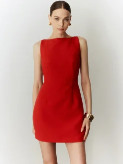 Discount Sleeveless Cutout Solid Dress Casual Dresses|Work Dresses