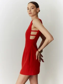 Discount Sleeveless Cutout Solid Dress Casual Dresses|Work Dresses