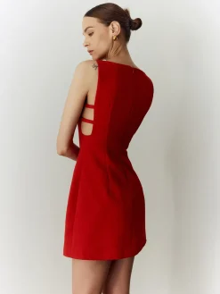 Discount Sleeveless Cutout Solid Dress Casual Dresses|Work Dresses