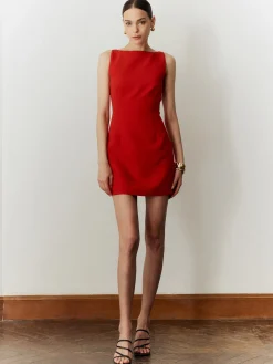 Discount Sleeveless Cutout Solid Dress Casual Dresses|Work Dresses