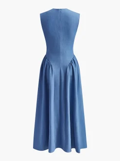 Sleeveless Panel Pleated Dress Casual Dresses|Work Dresses