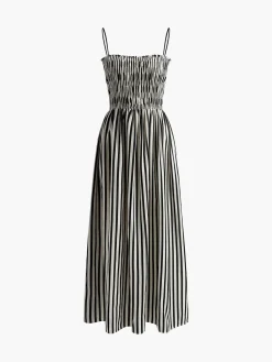 Outlet Sleeveless Pinstripe Long Dress Black Dresses|Casual Dresses