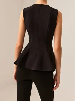 Sleeveless Piping Slim Blouse Blouses & Shirts|Tops
