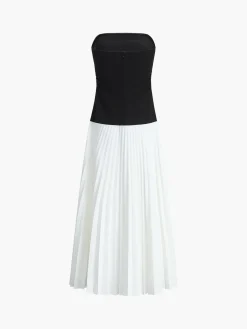 Clearance Sleeveless Pleated Long Dress White Dresses|Casual Dresses