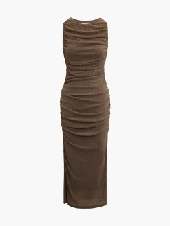Online Sleeveless Side Split Mesh Midi Dress Casual Dresses|Summer Dresses