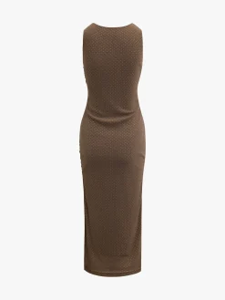 Online Sleeveless Side Split Mesh Midi Dress Casual Dresses|Summer Dresses