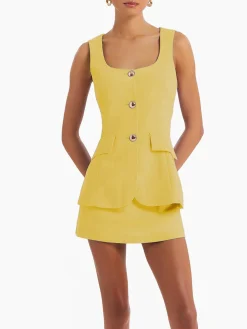 Discount Sleeveless Square-Neck Skirt Set Skirt Sets|Long Sleeve Sets