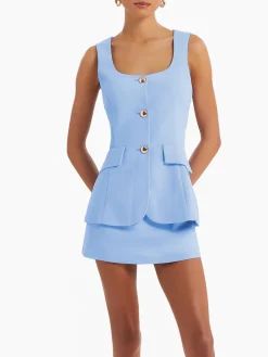 Discount Sleeveless Square-Neck Skirt Set Skirt Sets|Long Sleeve Sets