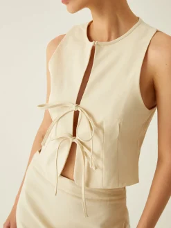 Hot Sleeveless Tie Front Vest Vests|Tank Tops & Camis